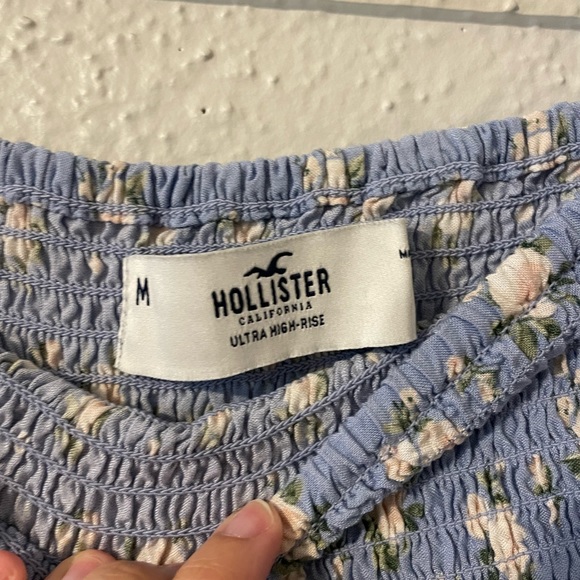 Hollister Blue and White Floral Ruffle Flowy Skort Shorts - Picture 5 of 6